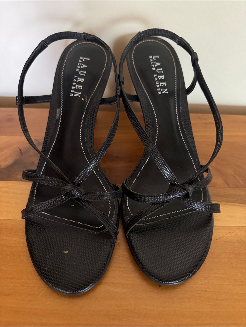 Lauren Ralph Lauren Women’s Black Sandals Size 8.5 B Upper Leather Slingback - Picture 5 of 9